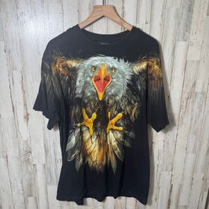 Vintage Jay's Rock Screaming Eagle All Over‎ Print Black T Shirt Mens Size XL